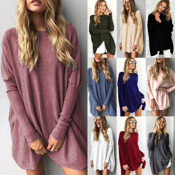 

RICORIT Women Shirts Мисс Loose Solid Tee Female Round Neck Long Sleeve T Shirt Tops Plus Size 3XL New