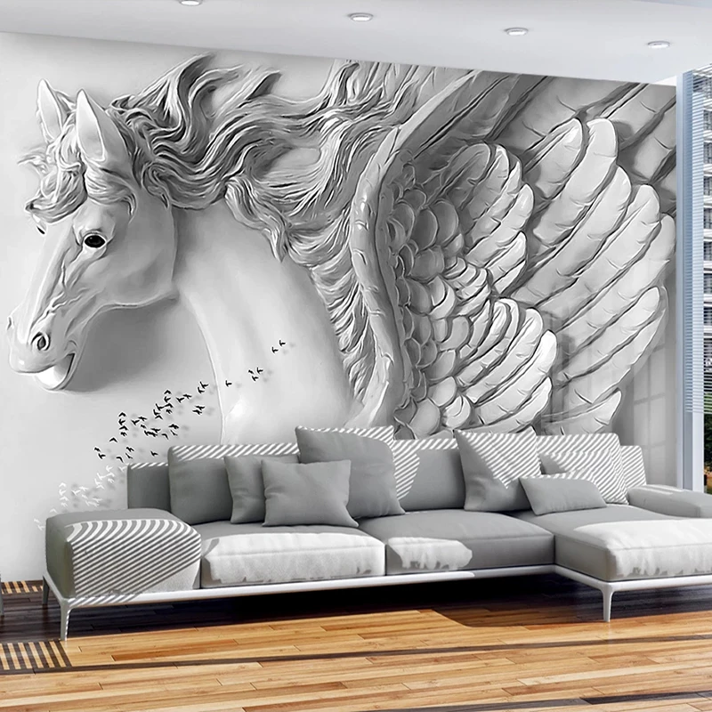 Обои на заказ для гостиной, кабинета, спальни, фоновая роспись стен, 3D абстрактные крылья лошади, художественные обои для декора
