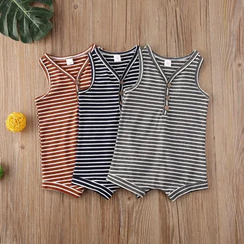 

2020 Baby Romper Newborn Baby Clothes Boys Girls Striped Sleeveless Rompers Summer Jumpsuit Outfit Casual Baby Boy Clothes 0-24M