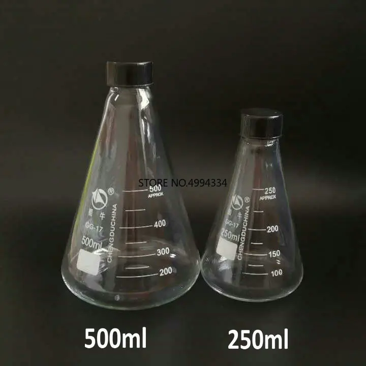 Стеклянная колба erlenmeyer коническая с крышкой 1 шт./лот 50/100/150/250/500/1000 мл| |