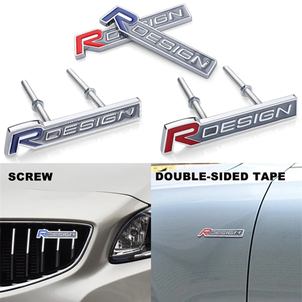 Car Styling 3D Metal R DESIGN Letter Emblem Front Grille Chrome Badge Sticker Decals For Volvo XC60 V40 S60 V50 V60 V70 S40 S80 |