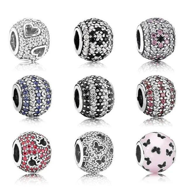 NEW 100% 925 Sterling silver Original Crystal Butterfly Charm Bead Clear CZ Fit Bracelet DIY bracelet The factory wholesale | Украшения и