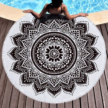 

Microfine Mandala Beach Towel Round Microfiber Large Printed Yoga Towel With Tassel Beach Mat