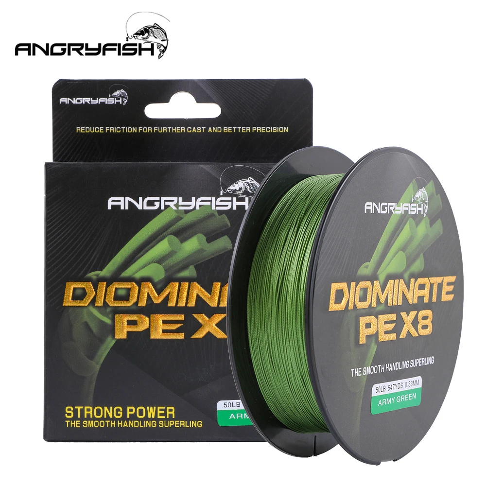 Angryfish D-Braid X8 Fishing Line 527YDS/500M 8 Strands Braided Fishing Line Multifilament PE Line 8 Weaves Strong Braided Wire