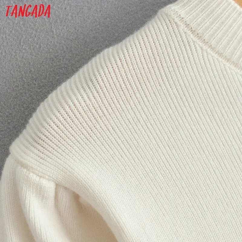 Tangada, женский элегантный однотонный кардиган, свитер, длинный рукав, пуговицы, для офиса, леди, вязанные свитера, базовые Топы, JN310