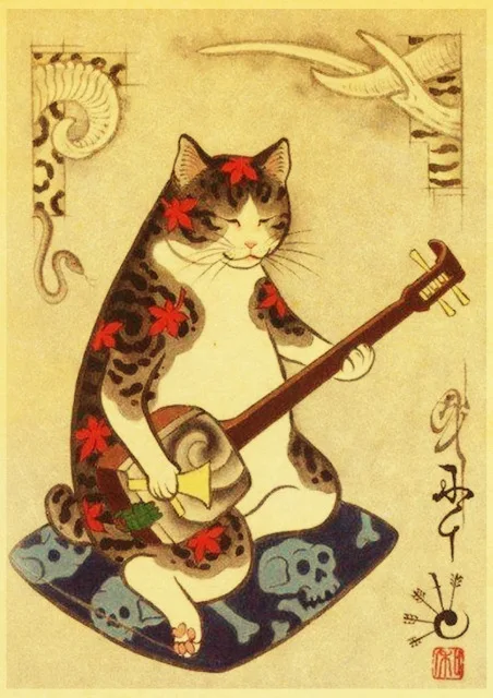 Vintage-Japanese-samurai-cat-tattoo-cat-retro-posters-kraft-wall-paper-High-Quality-Painting-For-Home.jpg_640x640 (22)