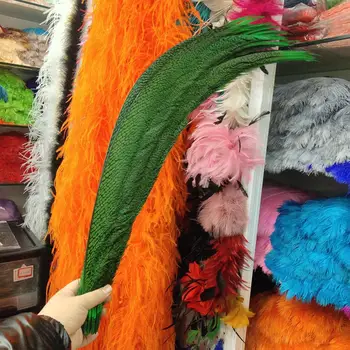 

Beautiful 10pcs Grass Green Golden Pheasant Tail Feathers 26-28 inches/65-70 cm For Wedding Christmas Craft Making Decoration