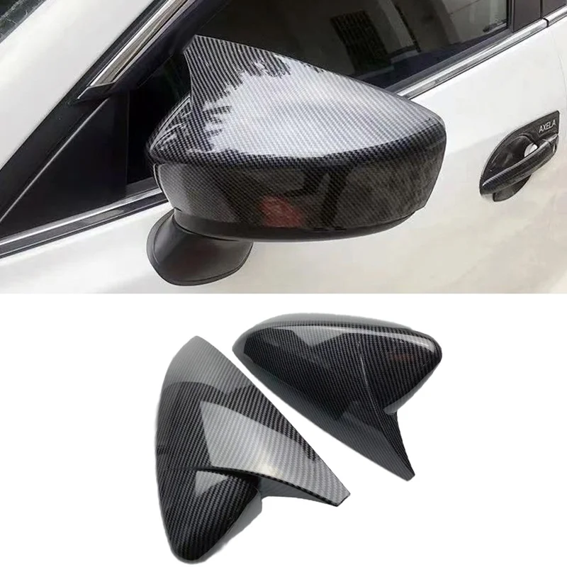 Carbon Fiber Rearview Mirror Cover Door Side Wing Mirror Caps Trim Shell for Mazda 3 Axela 2019