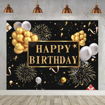 

Custom Birthday Backdrop Gold Glitter Balloon Royal Vinyl Party Wedding Photocall Photography Background