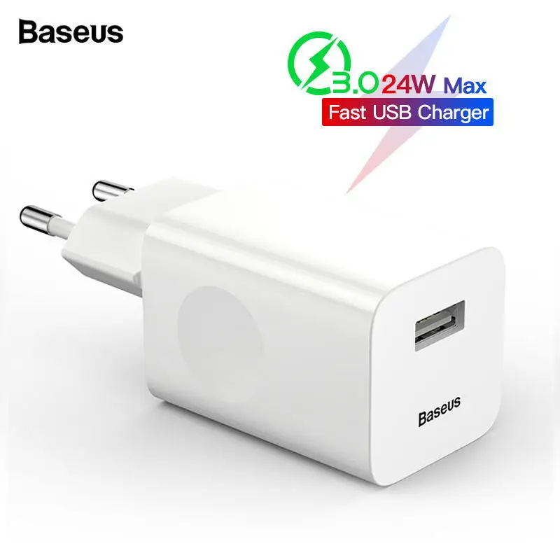 Baseus 24 Вт Быстрая зарядка 3,0 USB зарядное устройство QC3.0 настенный мобильный телефон зарядное устройство для iPhone X Xiaomi Mi 9 Планшет iPad ЕС QC Быстра... Baseus 24 Вт Быстрая зарядка 3,0 USB зарядное устройство QC3.0 настенный мобильный телефон зарядное устройство для iPhone X Xiaomi Mi 9 Планшет iPad ЕС QC Быстра...
