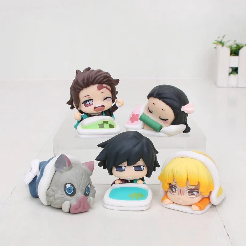 5 шт./компл. демон убийца Kimetsu без Yaiba камадо Tanjirou Nezuko Zenitsu Giyuu Inosuke Zenitsu спальный Ver. Фигурку модель игрушка - Цвет: opp bag
