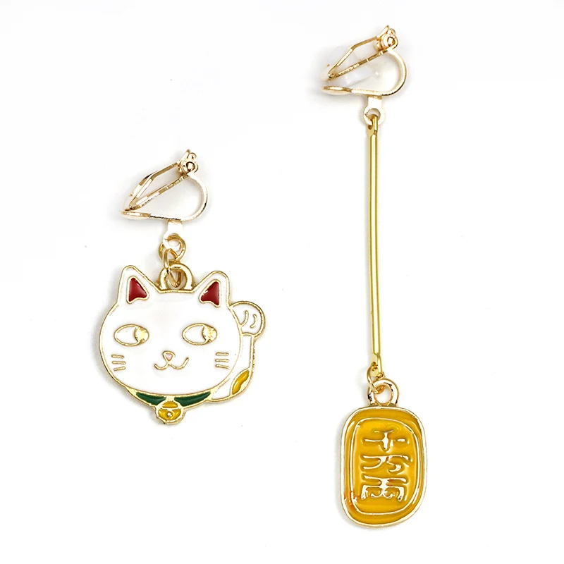 Серьги клипсы Fortune Cat для ушей без отверстий серьги кошки пирсинга брифы