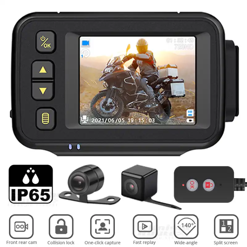 3'' LCD Motorcycle 720P DVR Dash Cam Front Rear View Recorder Camera Dual Lens 3'' LCD Motorcycle 720P DVR Dash Cam Front Rear View Recorder Camera Dual Lens