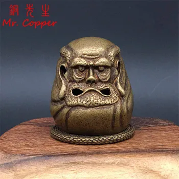 

Antique Bronze Dharma Ancestor Statue Pure Copper Buddha Miniatures Figurines Vintage Brass Incense Burner Ornament Decorations