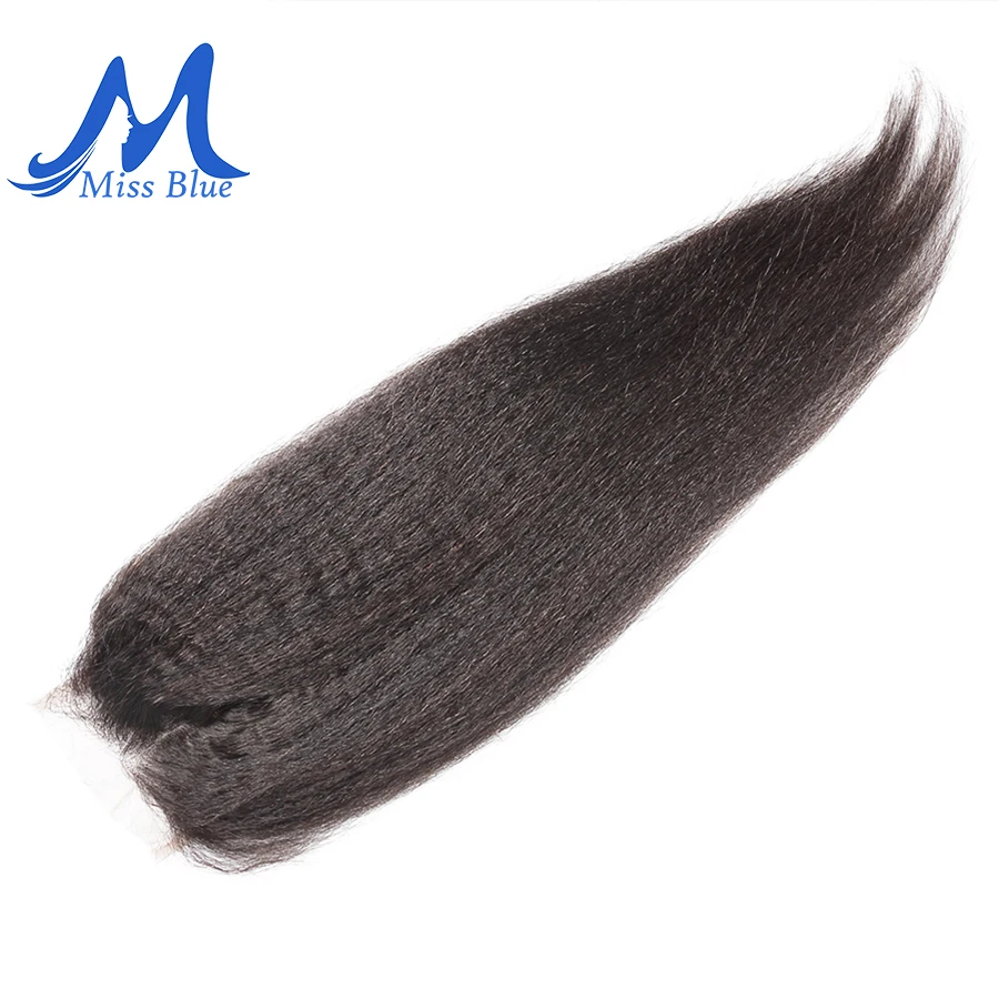 Missblue бразильские человеческие волосы кружева закрытия курчавые прямые средней свободной части натуральные волосы Реми Кружева Фронтальная Закрытие с волосами младенца