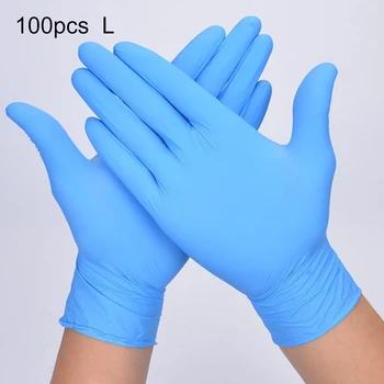 

100Pcs/Box Disposable NBR Gloves Cleaning Washing Disposable Mechanic Gloves Nitrile Laboratory Nail Art Anti-Static Gloves