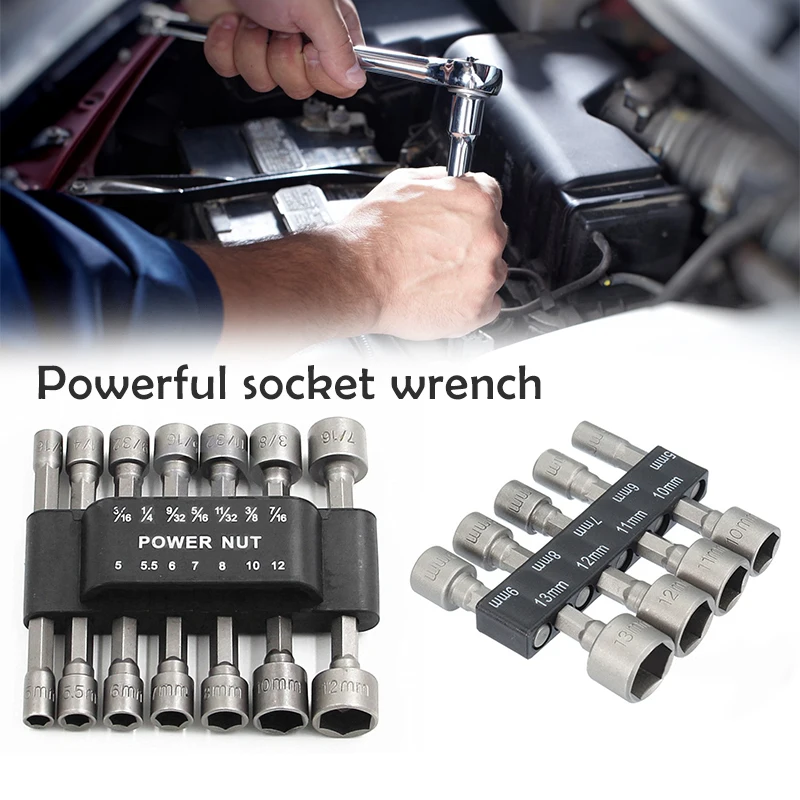7/9/14pcs Drill Bit Set Power Nut Driver Screwdrivers 1/4 Hex Shank Socket Metric Wrench Screw Bolt Adapter Tool | Инструменты