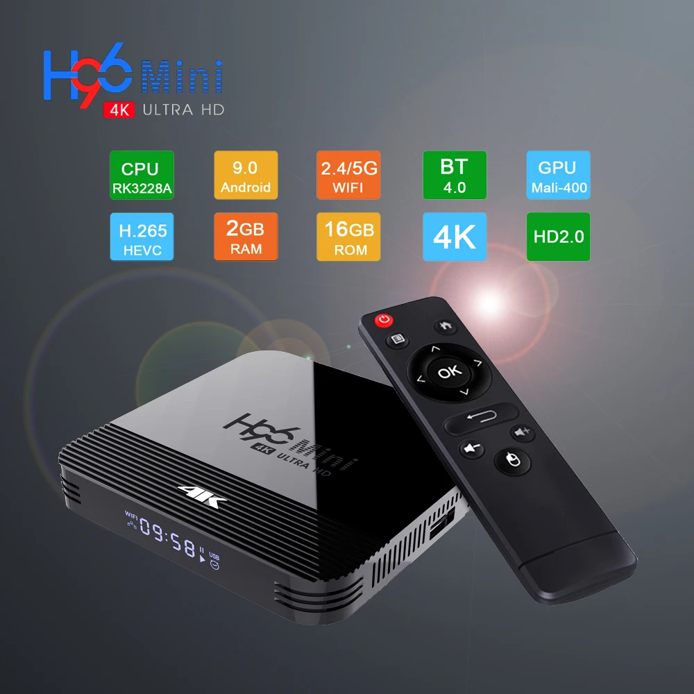 H96 мини H8 Android 9 0 TV Box RK3228A 28nm Quad core A7 2 4G/5G Wi Fi BT4.0 4 к HD декодер каналов кабельного