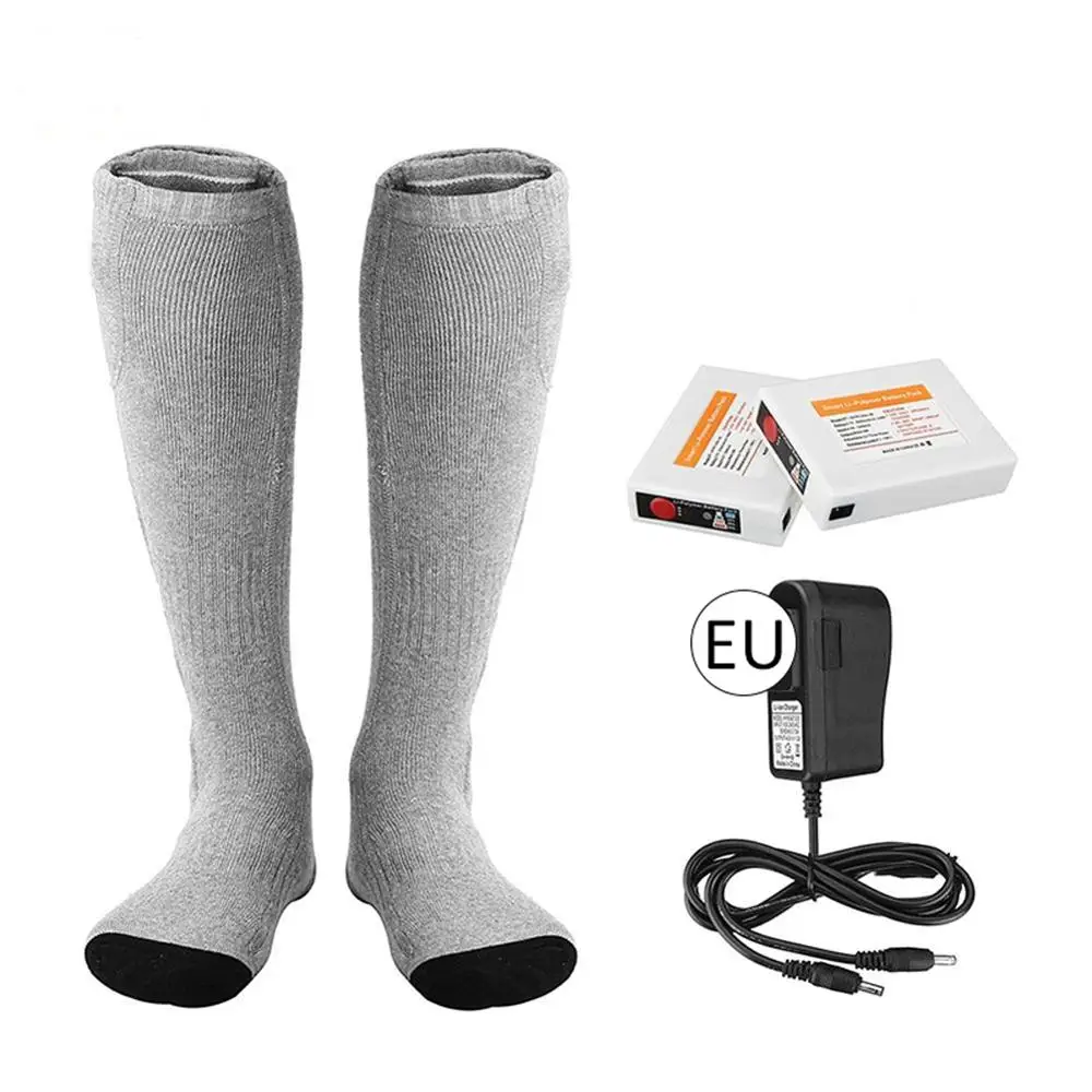 Утолщенные теплые носки с электрическим подогревом, носки с перезаряжаемой батареей для женщин и мужчин, зимние уличные лыжные велосипедные спортивные носки с подогревом