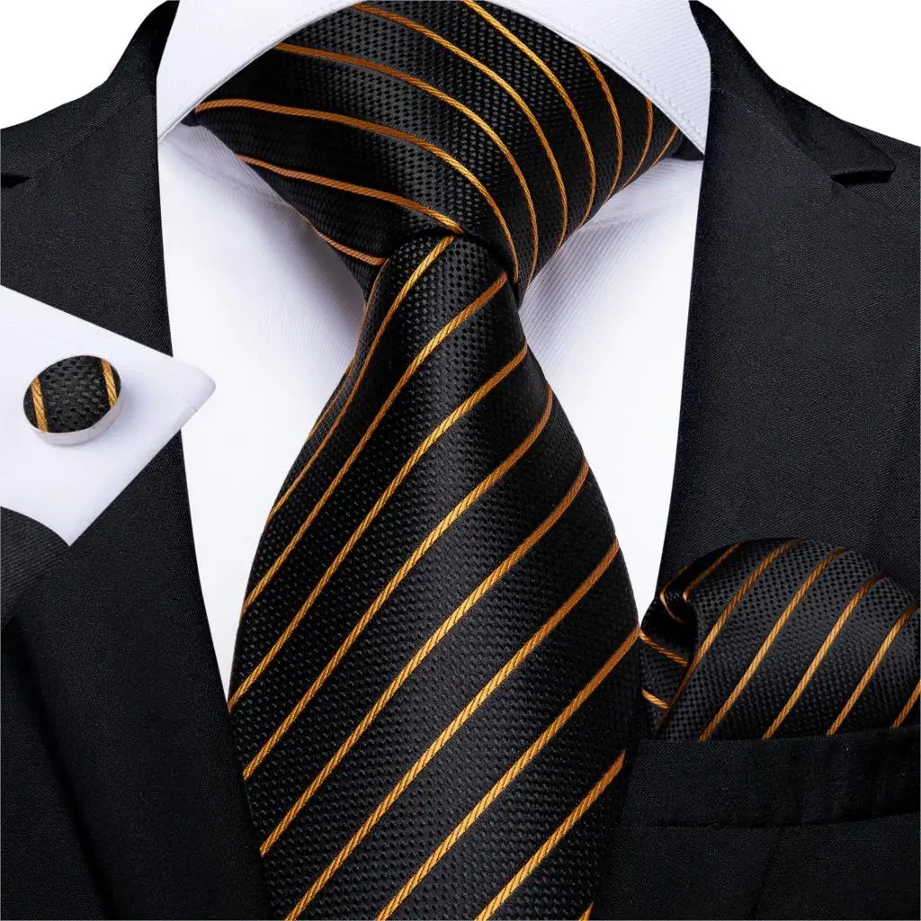 DiBanGu галстук Hanky запонки набор красный зеленый синий серый полосатый шеи галстуки для мужчин бизнес галстук Карманный квадратный зажим Gravatas - Цвет: N-7331