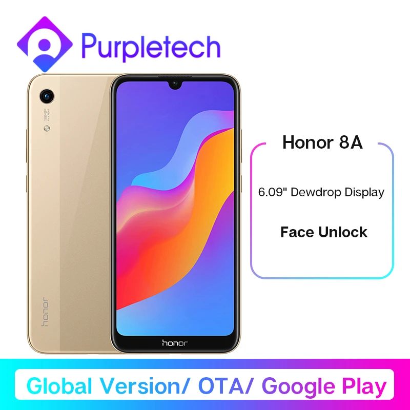  Global Version Honor 8A Smartphone 6.09 inch MT6765 Octa Core Mobile Phone Android 9.0 Face Unlock 