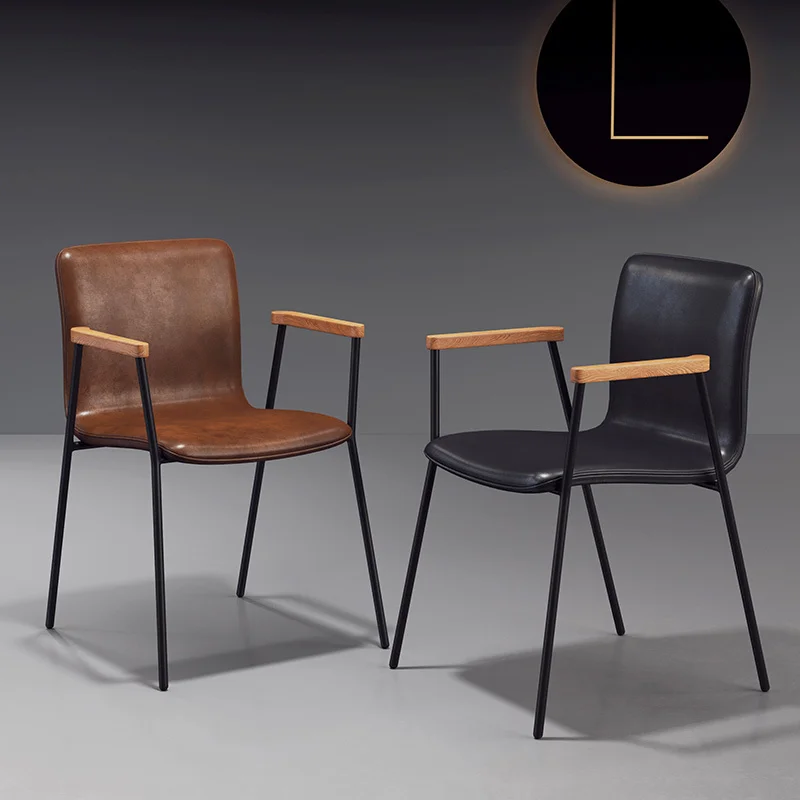 

Nordic livingroom chair armchair Modern minimalist Backrest Household Coffee Chair Designer Leisure Time Handrail Wrought Iron