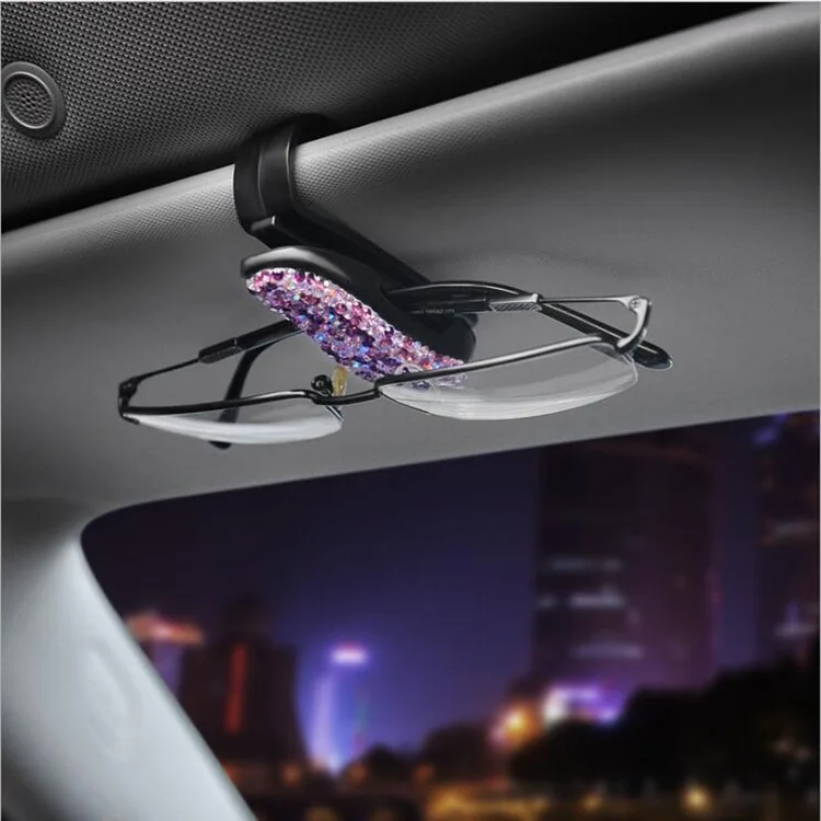 Rhinestone Auto Fastener Clip Diamond Car Sun Visor Glasses Sunglasses Folder Ticket Receipt Card Storage Holder Accessorie|Чехол для