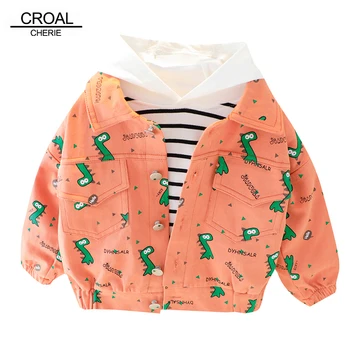 

CROAL CHERIE Autumn Windbreaker Kids Jeans Jacket Boys Cute Dinosaur Baby Outerwear Coats Boys Kids Coat Children Clothing