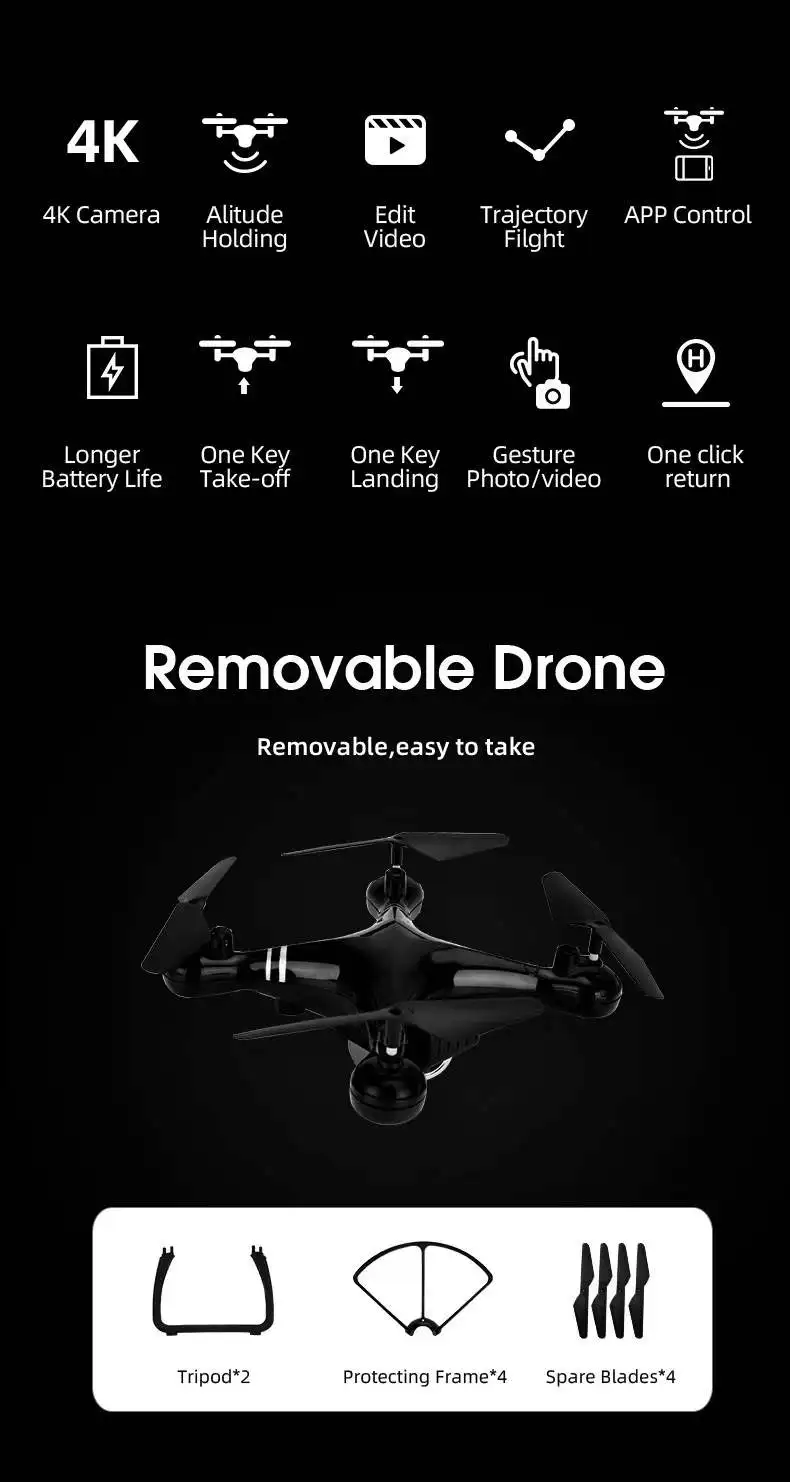 KY101 Drone  4K Aerial Camera RC Drone FPV Quadcopter UAV with ESC Camera 4K HD Profesional Wide-Angle Aerial Photography Gift 2.4 g remote control quadcopter