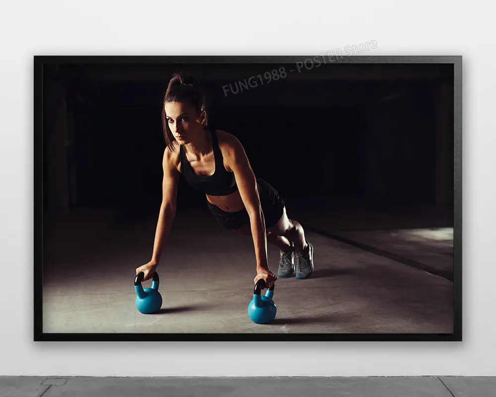 Weight Pot Training Fitness Bodybuilding Women Sexy Beautiful Strong Wall Posters Silk Art Painting For Home Bedroom | Дом и сад