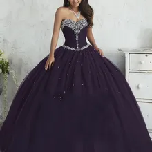 Темно-синие Бальные платья для 15 лет, пышные Вечерние платья из тюля, бальное платье с кристаллами и корсетом, Vestidos De 15 Anos