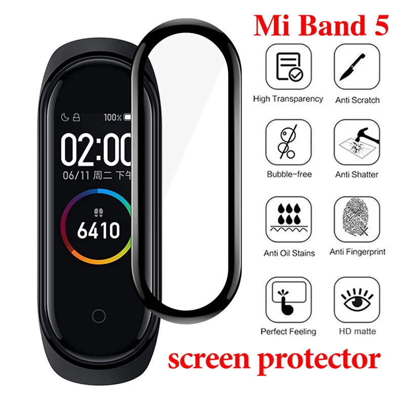 3D Защитная пленка для экрана Xiaomi mi band 5 ремешок Mi band5 умные часы Miband полностью
