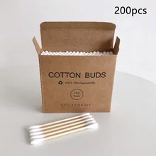 100/200 шт Косметические бамбук нос домашний макияж нетоксичный палочки с двойной головкой Многофункциональный одноразовые ватным тампоном, чистка ушей