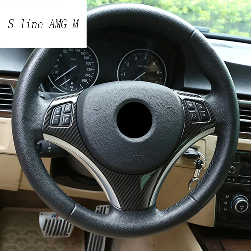 Car Styling Carbon fiber Steering Wheel buttons Gear Shift Handle Covers Stickers for BMW 3 series E90 lnterior Auto Accessories |