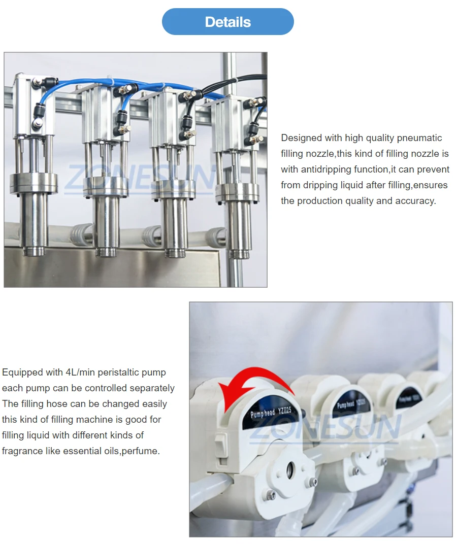 ZONESUN ZS-FAL180C10 Production Line Peristaltic Pump Liquid Filling Capping And Labeling Machine Line With Vibratory Bowl