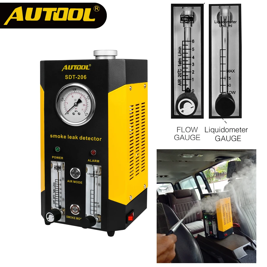 

2019 AUTOOL SDT206 Aotomotive Smoke Machine with Air Pressure Leak Detector Car Trucks EVAP Detect Pipe Smoke Leakage Analyzer