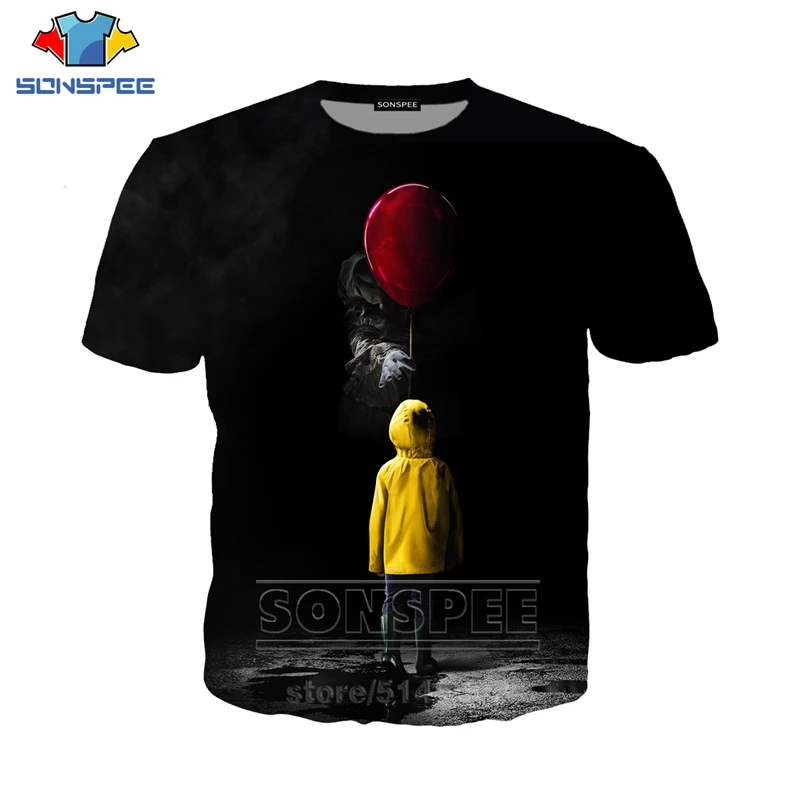 It Chapter Two футболка Летняя для мужчин женщин Свитшот Pennywise 3D принт короткий рукав хип хоп Уличная пуловер с круглым вырезом C063-03