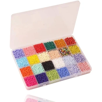 

Glass Seed Beads, Small Pony Stripe Beads Assorted Kit with Organizer Box for Jewelry Making, Beading, Crafting