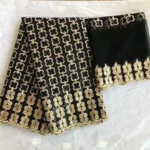 Африканская ткань Базен riche ткань tissu хлопок вышитый Базен riche с тюлем кружевной комплект африканская кружевная ткань KY102211