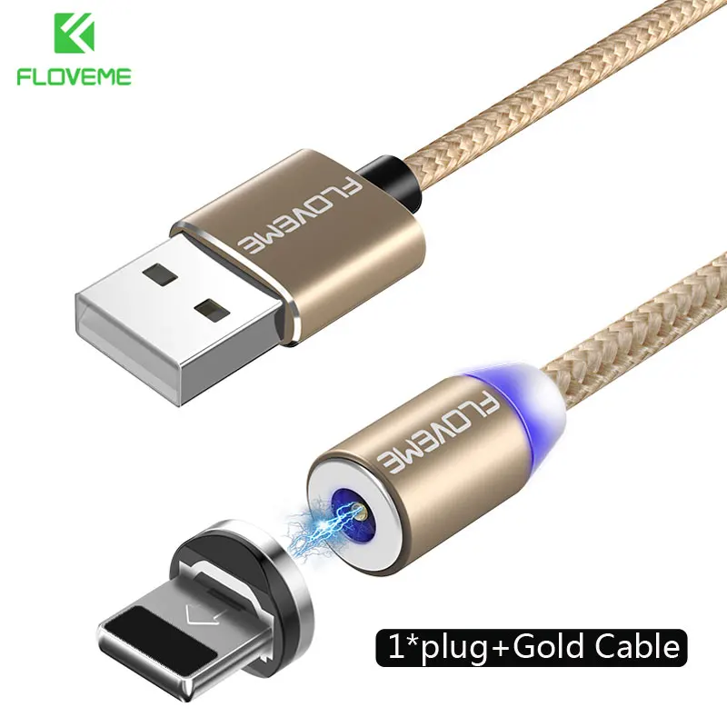 FLOVEME Магнитный USB кабель для зарядки Micro usb кабель для зарядки для iPhone 11 Pro 11 7 8 type-C кабель для быстрой зарядки для samsung huawei - Цвет: Gold