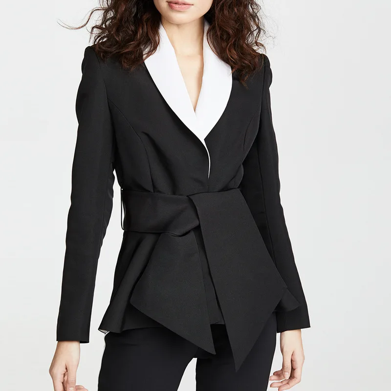 

Europe And America Spring And Summer New Style Large Size Flounced Hem Bandage Cloth Small Suit Wear