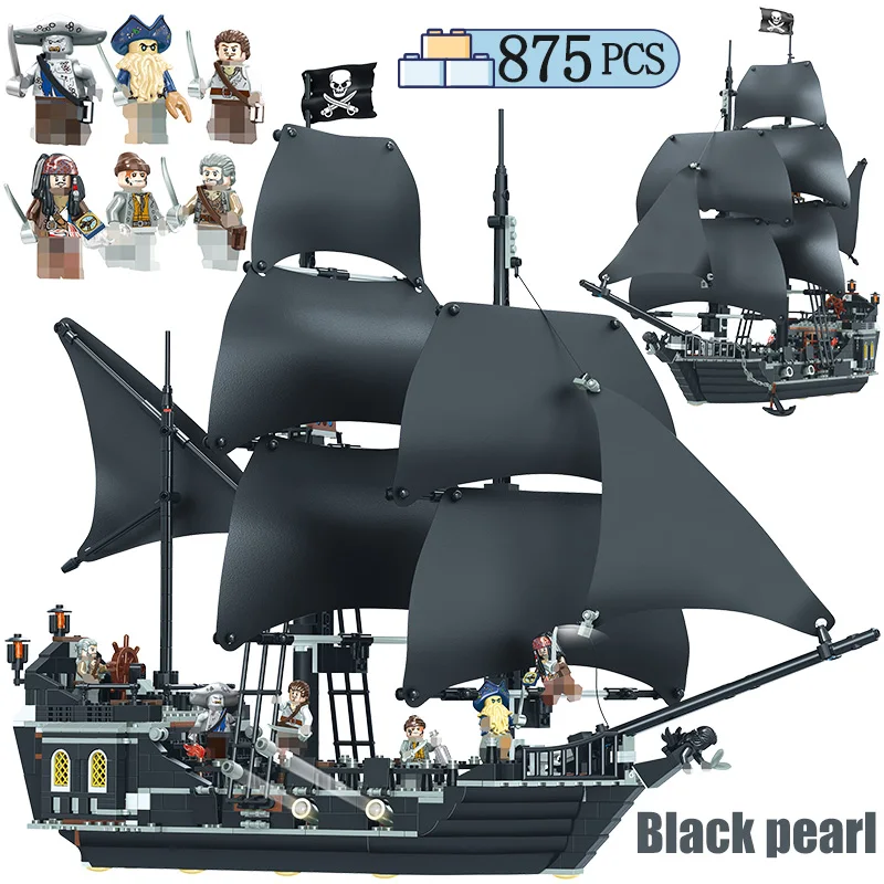 

875PCS DIY Pirates of the Caribbean Building Blocks Toys Compatible LegoING The Black Pearl Ship Toys for Boys Children Girls