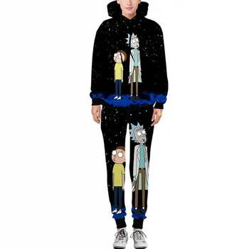 

Rick and Morty Printed Hooded Pants Hip Hop Men 2020 New Fashion Hot Sale Man Sets Male Elastic Waist O-Neck Large Size S-XXL