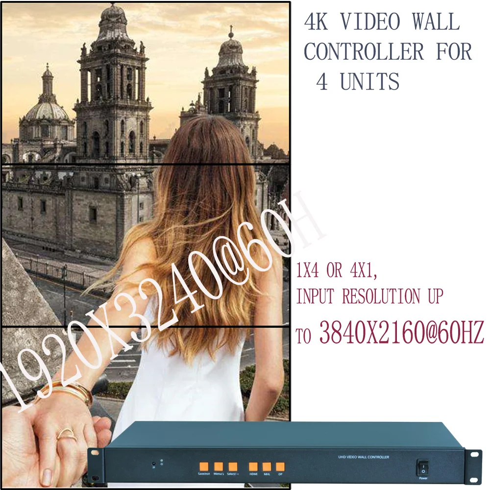 

1X3 4K video wall controller for 3 units, 1x3 or 3x1 4K video wall processor,input resolution up to 3240x1920 or 1920x3240