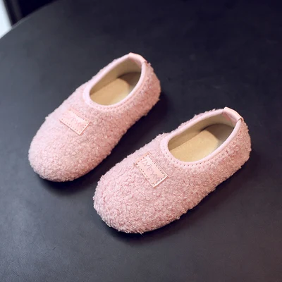 pink Детские тапочки; зимние домашние тапочки для мальчиков и девочек; теплые домашние тапочки из хлопка для малышей; Плюшевые тапочки; TB02 - Цвет: pink
