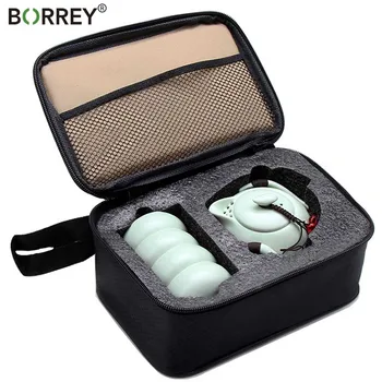 

BORREY Chinese Travel Kung Fu Tea Set Ceramic Portable Teacup Porcelain Service Gaiwan Tea Cups Mug of Tea Ceremony Xishi Teapot