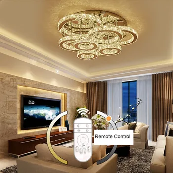 

Mirror Stainless Steel Crystal Diamond LED Ring Light Fixture LED Ceiling Lighting Surface Mounted LED Decorative Circles Lamp
