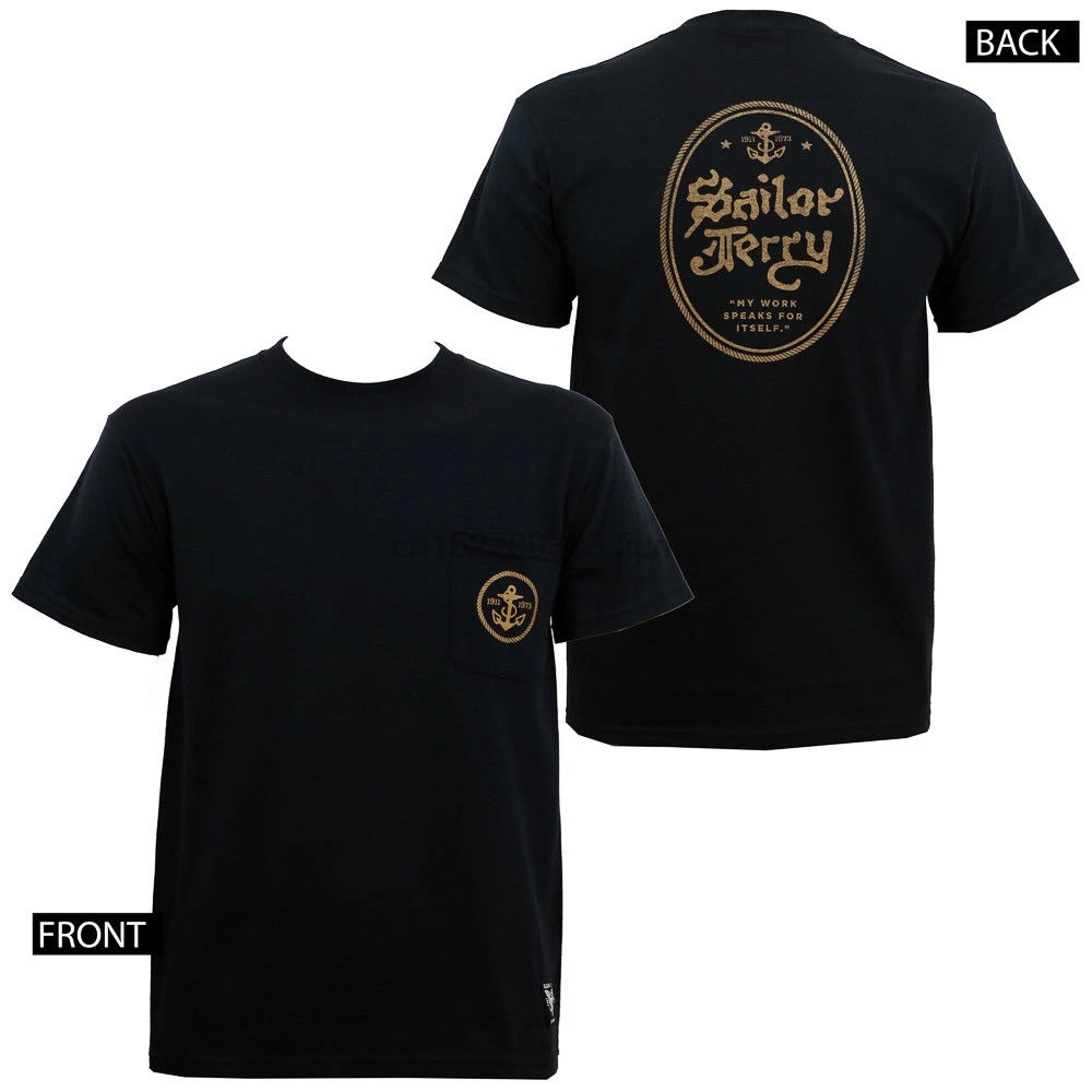 SAILOR JERRY Tattoo Anchor Pocket Slim Fit Футболка Черная S-3XL новая мужская футболка с коротким