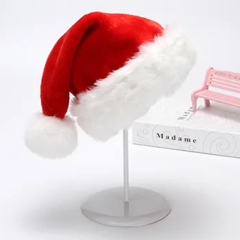 

Ultra Thick Short Plush Christmas Hat Adults Kids Winter Ornaments Merry Christmas Decoration For Home 2021 New Year Decor