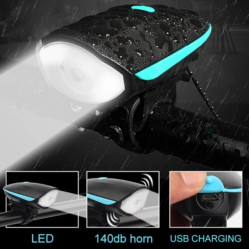 

LOOZYKIT Bicycle Light Set Waterproof MTB Bike Horn Light USB Rechargeable Solar LED Headlight Safety Warning Cycling Taillight